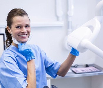 Dental hygienist smiles