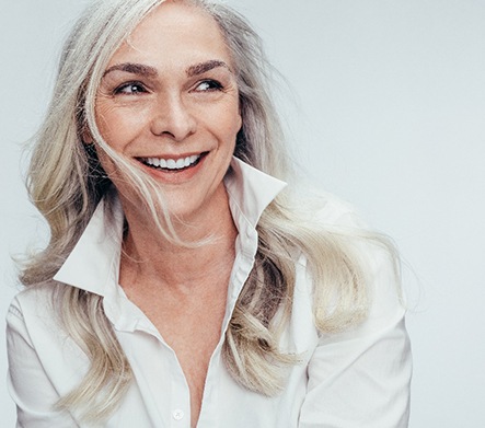A woman smiling 