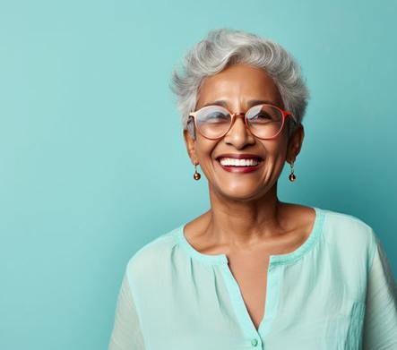 Portrait of smiling senior woman with beautiful teeth